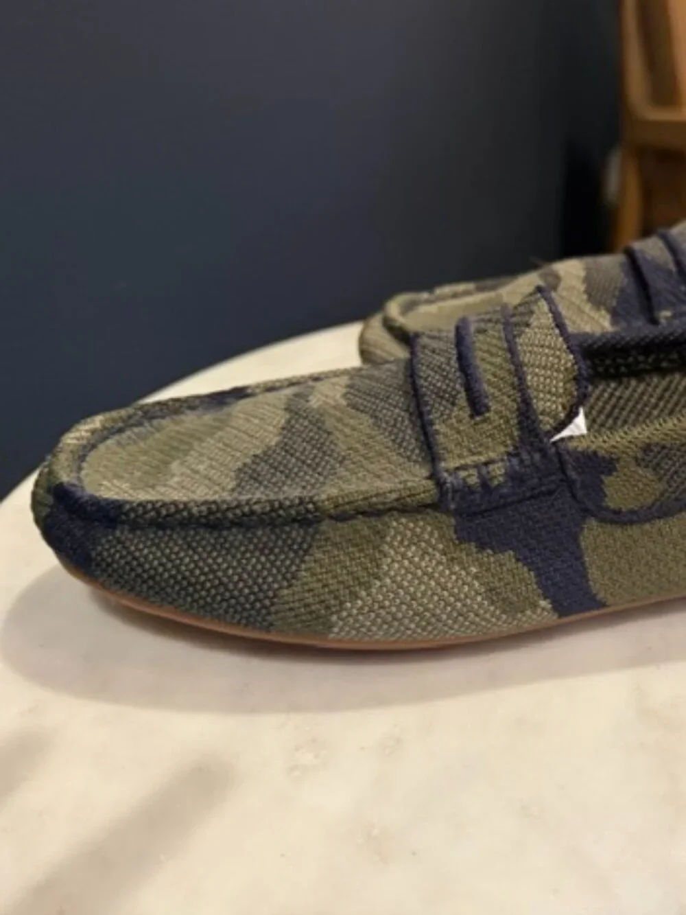 Rothy’s Daily Driver, Blue + Green Camouflage, Size 8